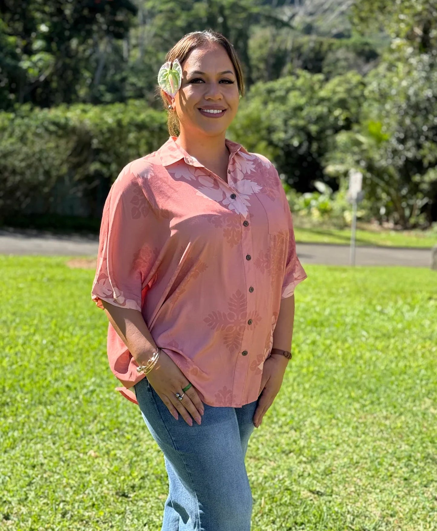 Kapa Kuiki Wailea Blouse Dusty Rose