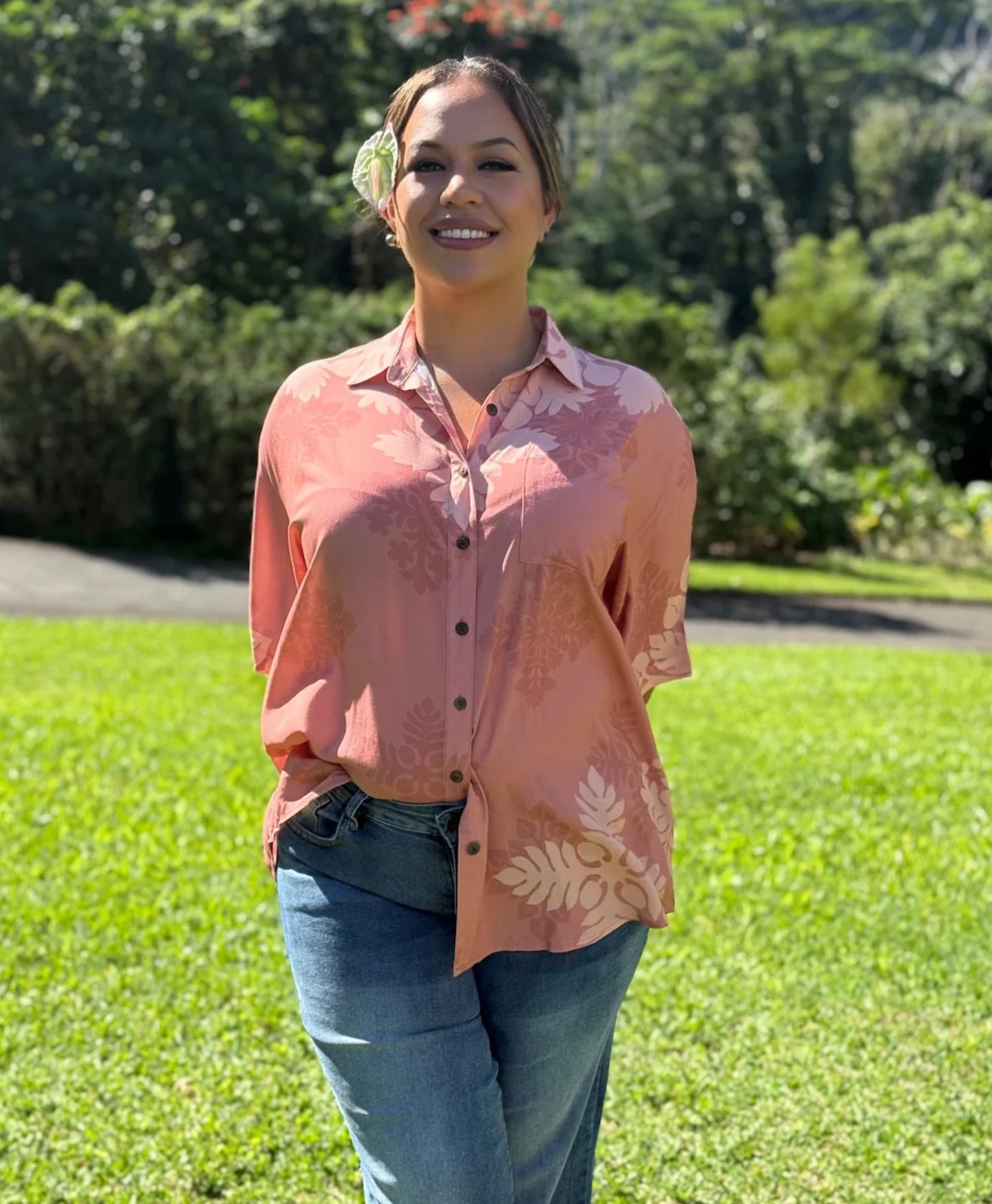 Kapa Kuiki Wailea Blouse Dusty Rose