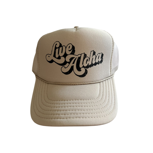 Live Aloha Trucker Hat Beige