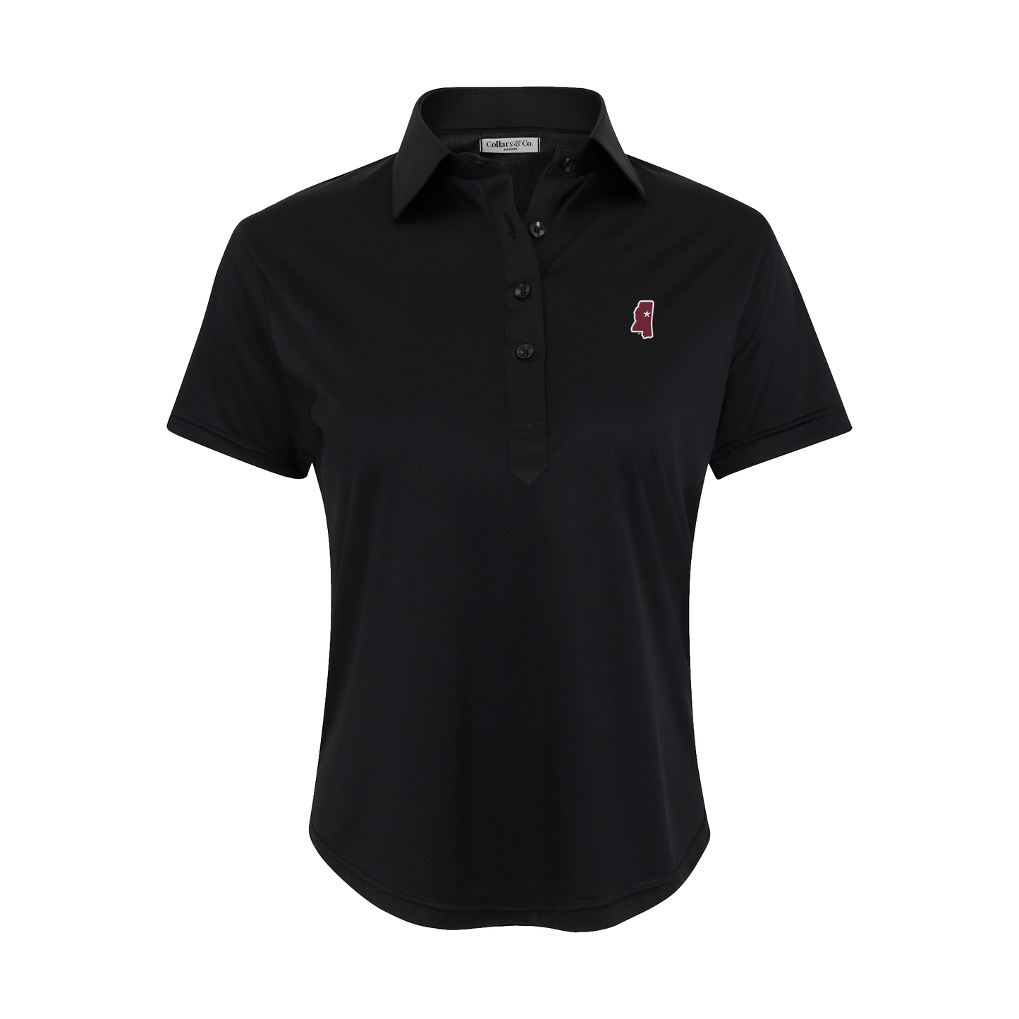 Mississippi State Women's Cap Sleeve Semi Spread Polo Black