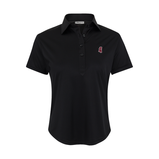 Mississippi State Women's Cap Sleeve Semi Spread Polo Black