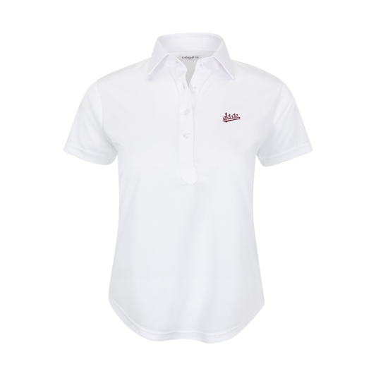 Mississippi State Women's Cap Sleeve Semi Spread Polo White