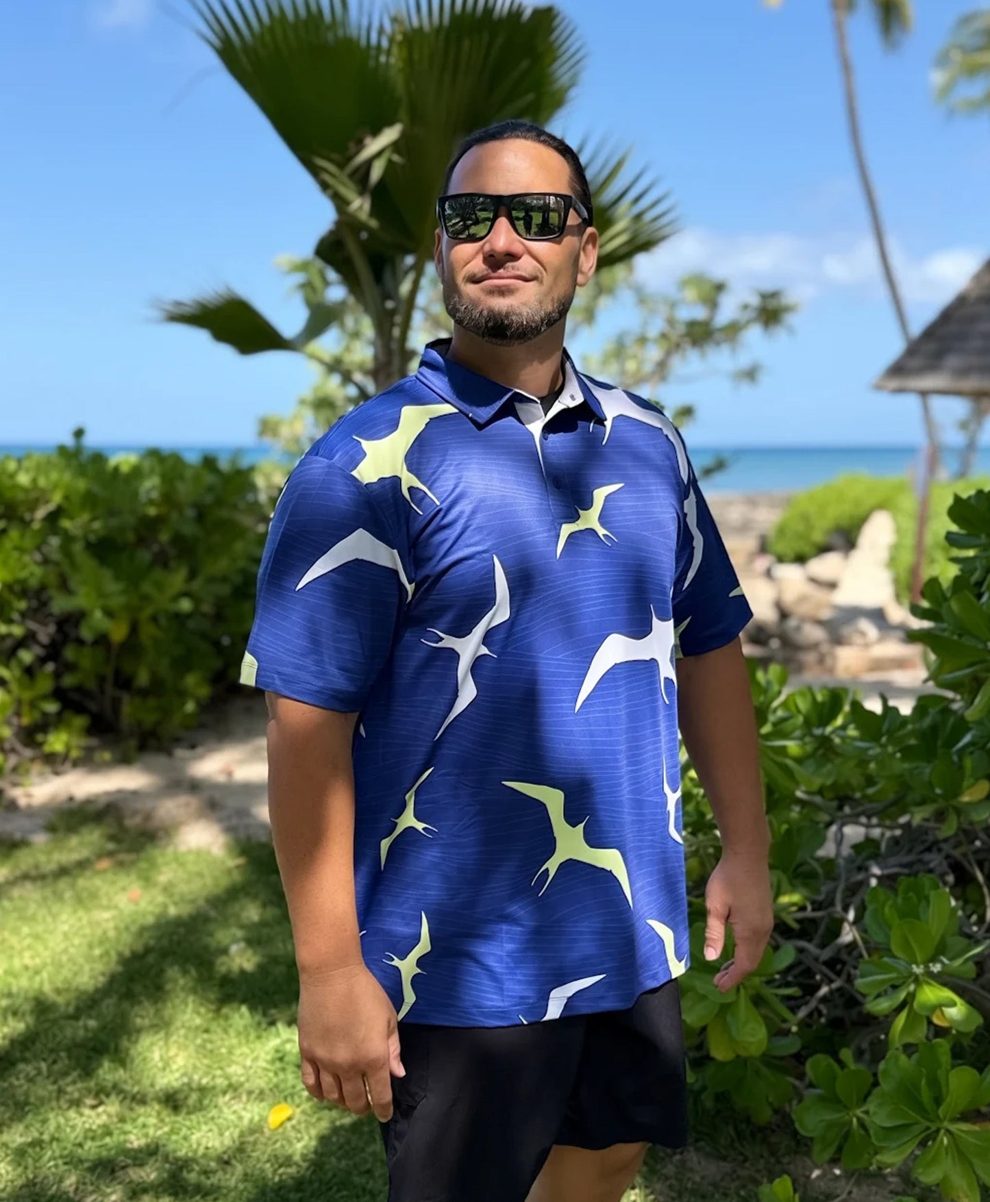 Na Iwa Waves Anywhere Polo in Navy