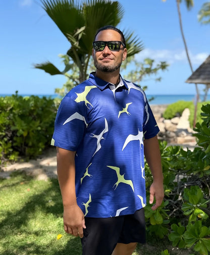 Na Iwa Waves Anywhere Polo in Navy