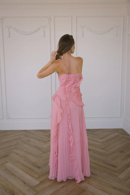 Coralyn Halter Pleated Dress
