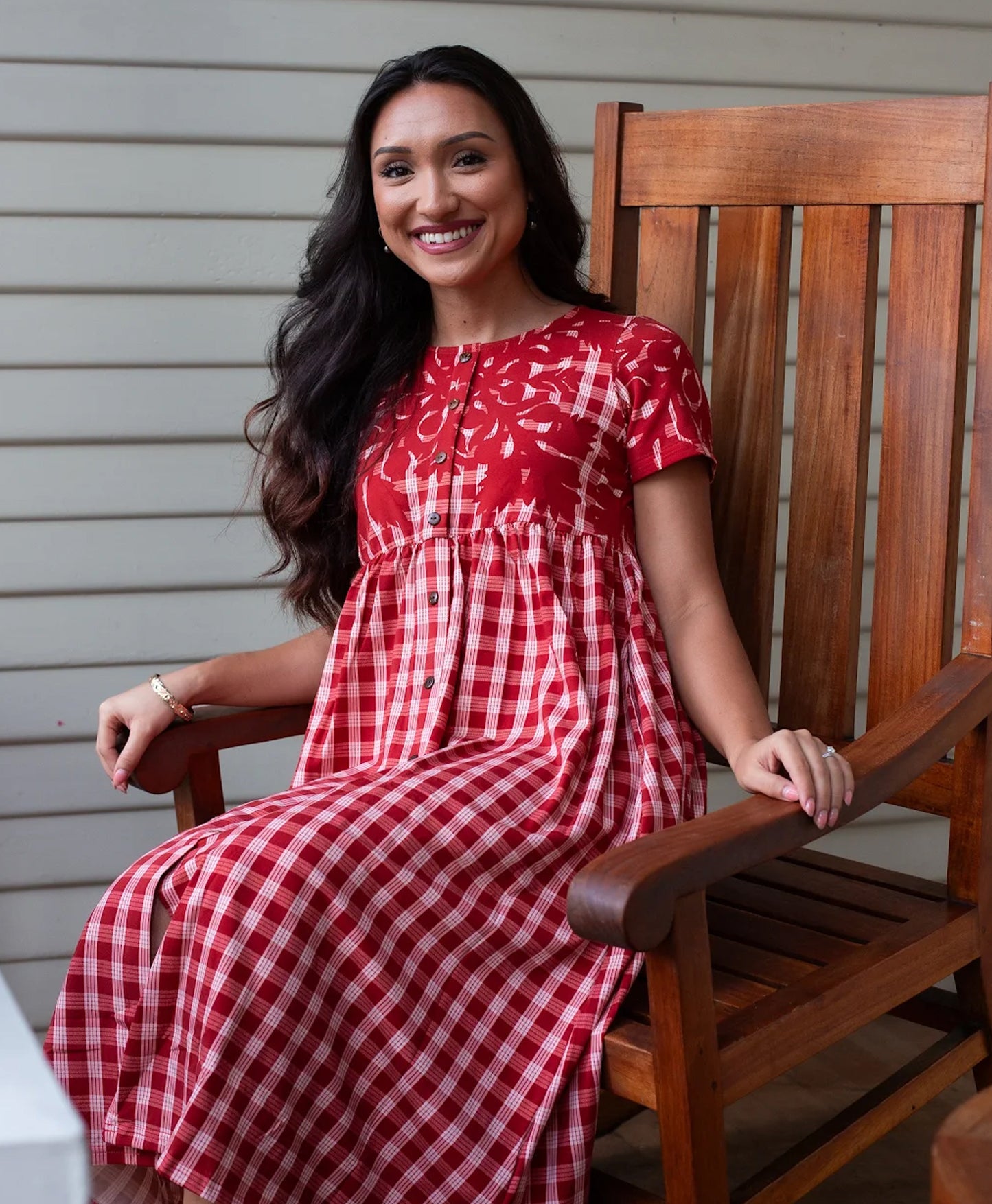Palaka Kuiki Aulani Midi Dress Lehua Red