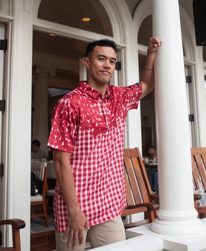 Palaka Kuiki Kane Pullover Lehua Red