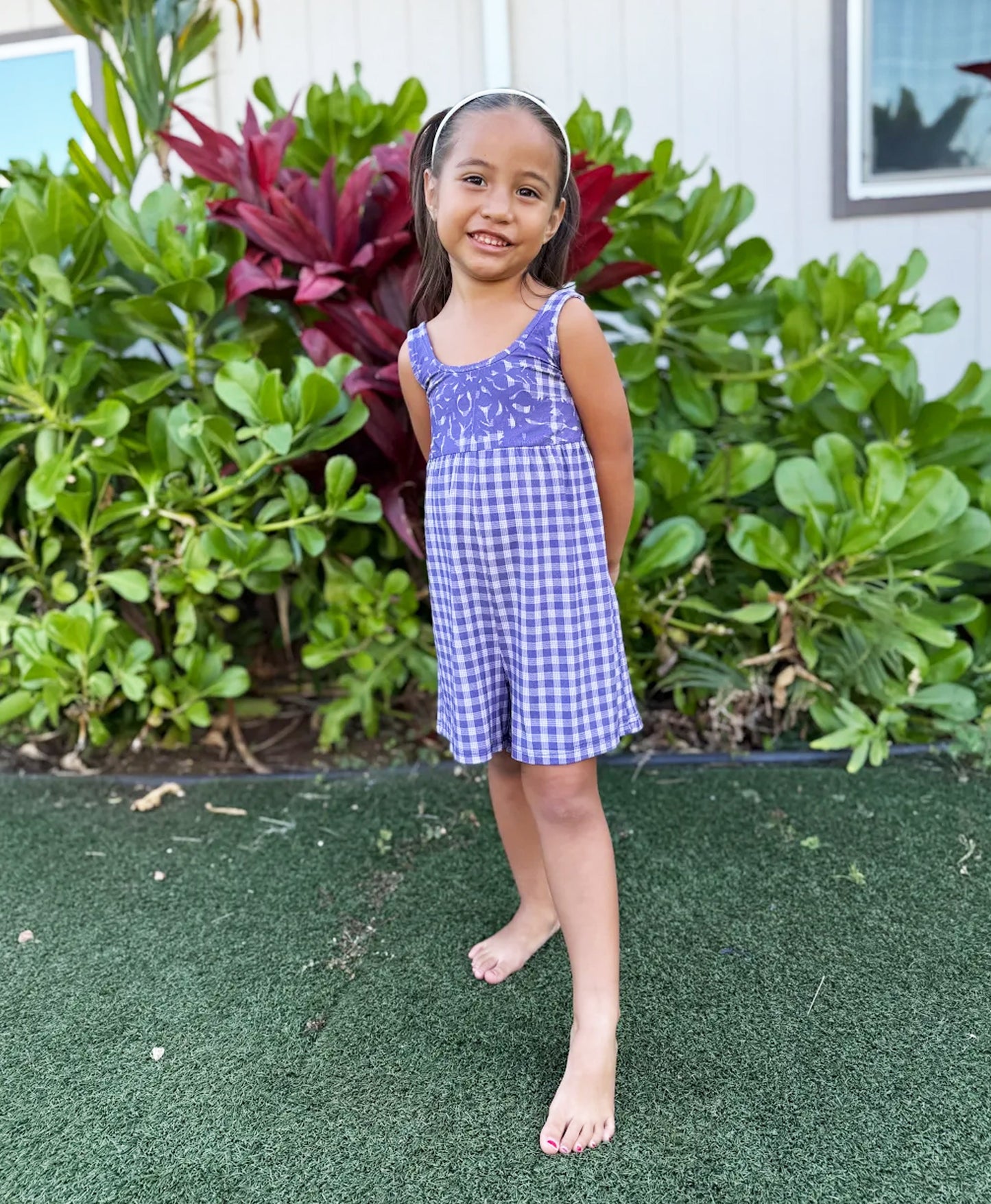 Palaka Kuiki Keiki Kanoe Romper Lavender