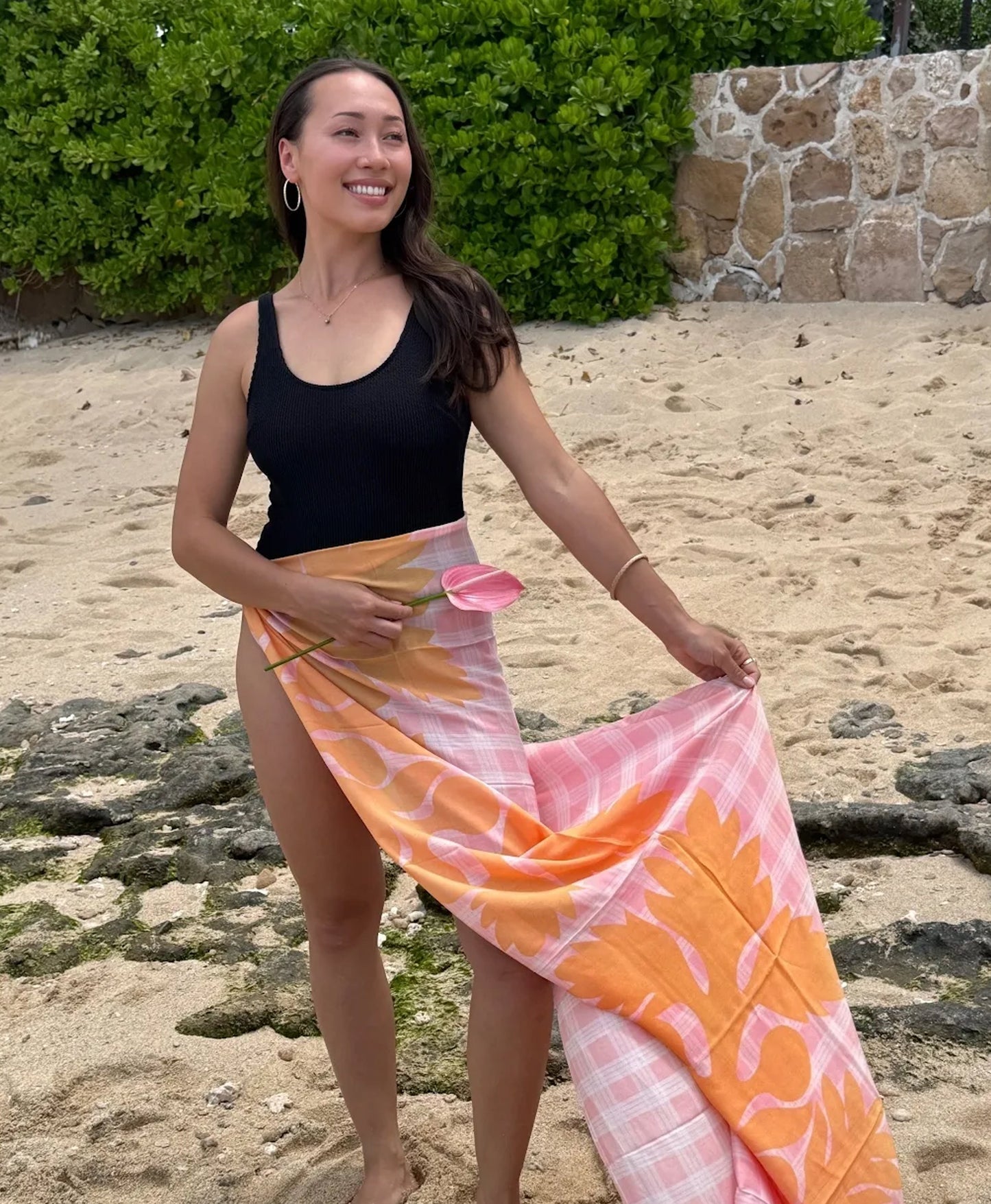 Palaka Kuiki Pink & Orange Cream Pareo