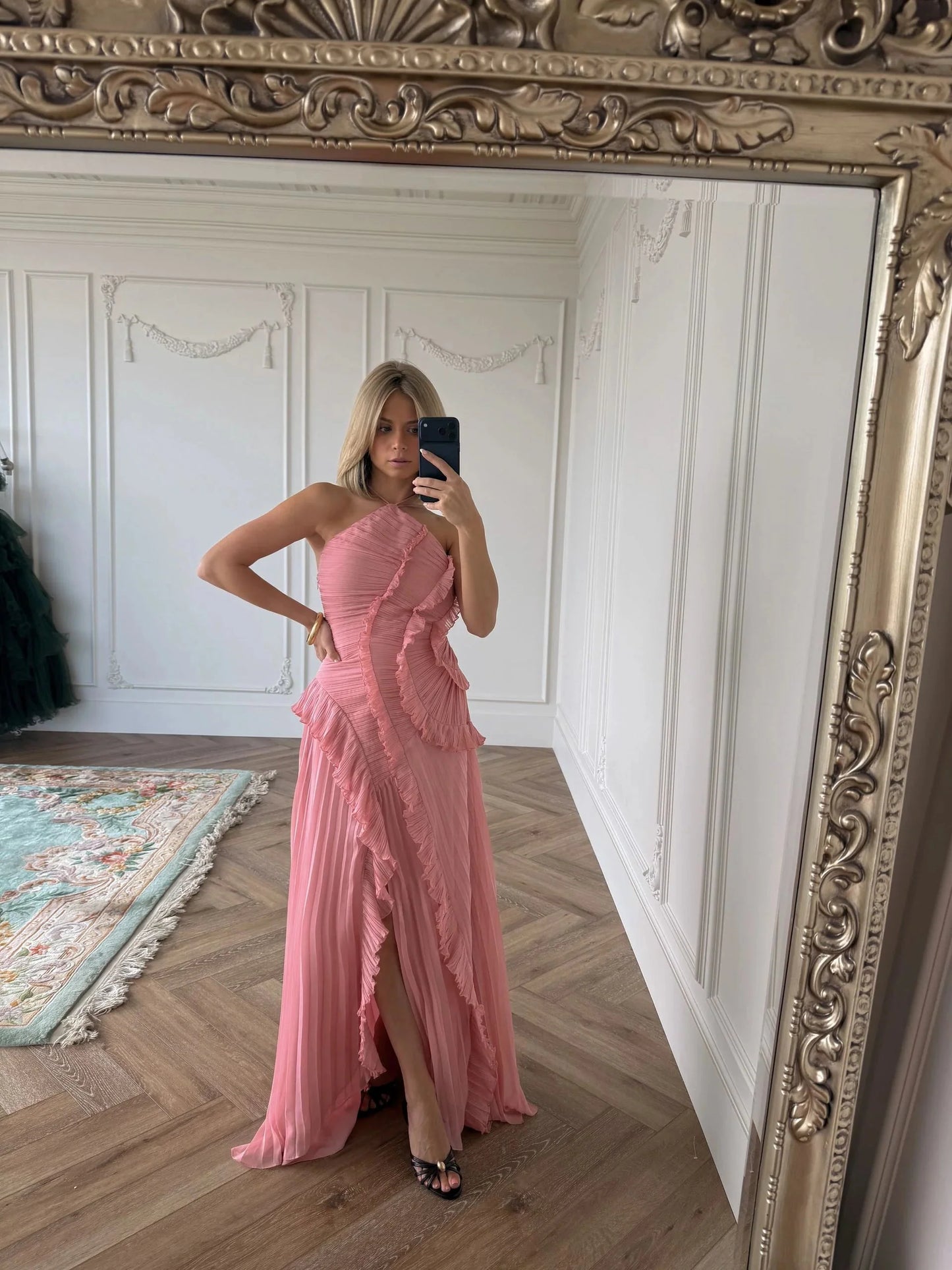 Coralyn Halter Pleated Dress