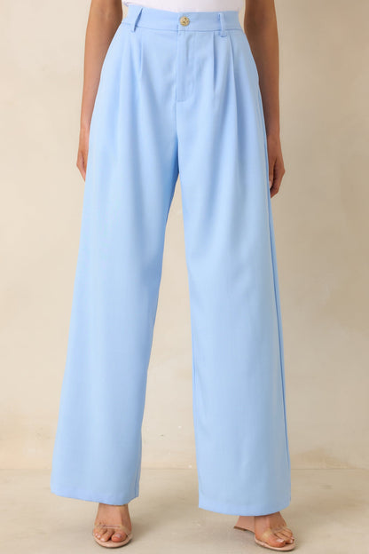 Details Make It Light Blue Tailored Wide Leg Trousers