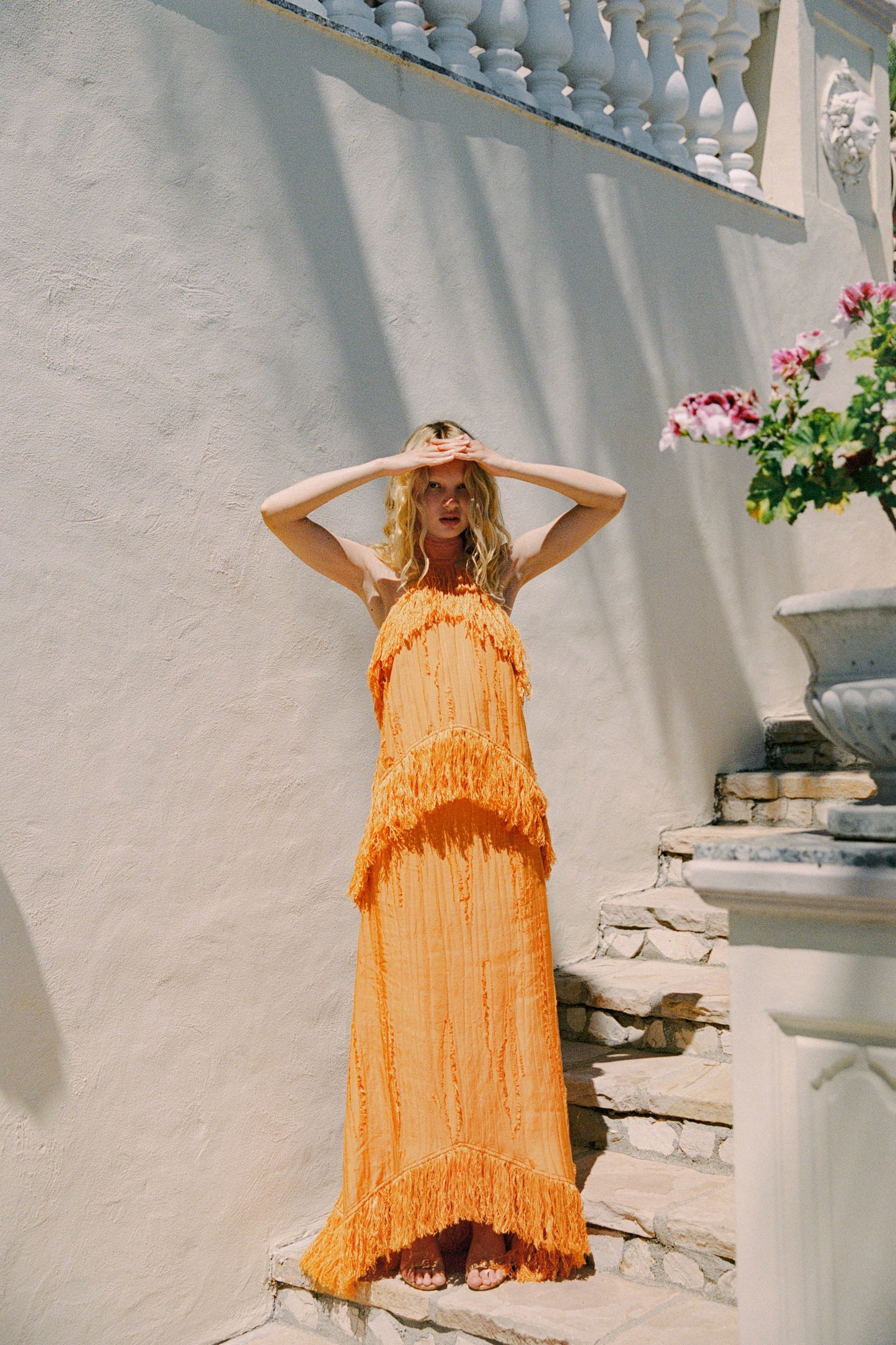 Lennie Fringe Skirt — Orange