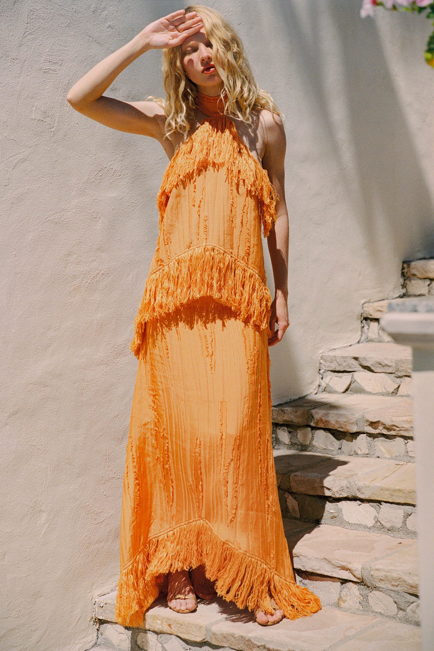 Lennie Fringe Skirt — Orange