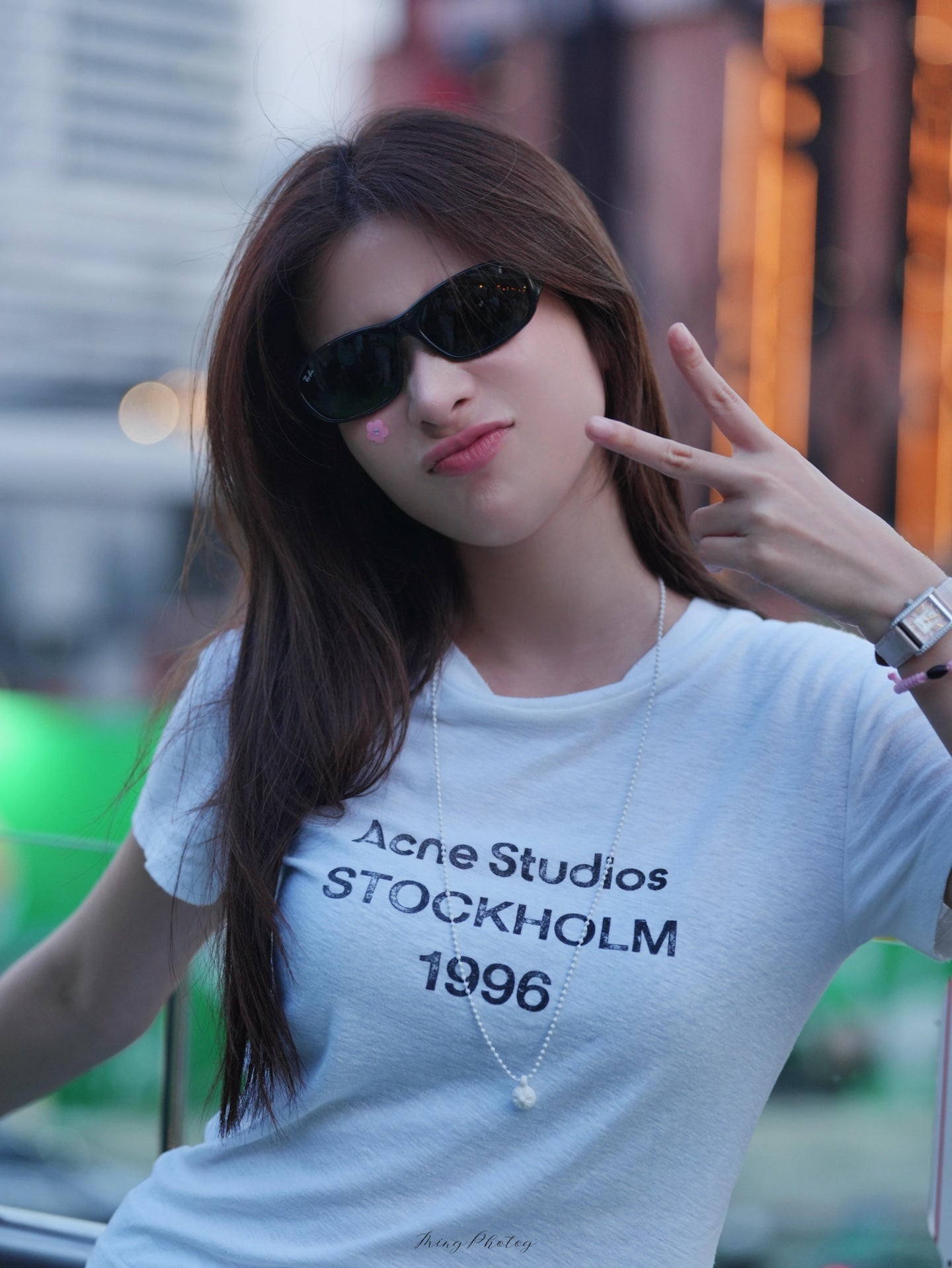 2026 Women’s Acn Short-Sleeved T-Shirt with Screen-Printed Distressed Logo (FF731)