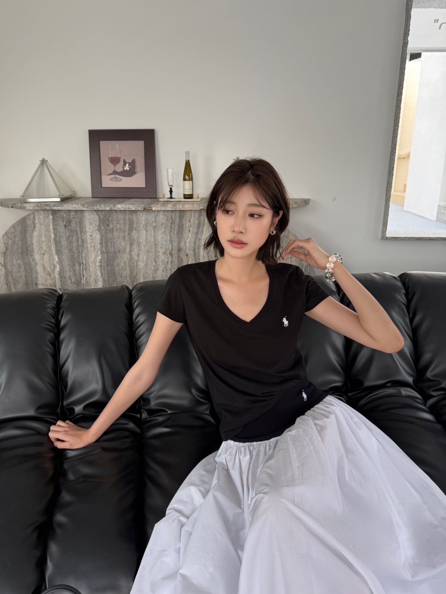 2026 Women’s RL Embroidered V-neck Short-sleeved Top (FF743)
