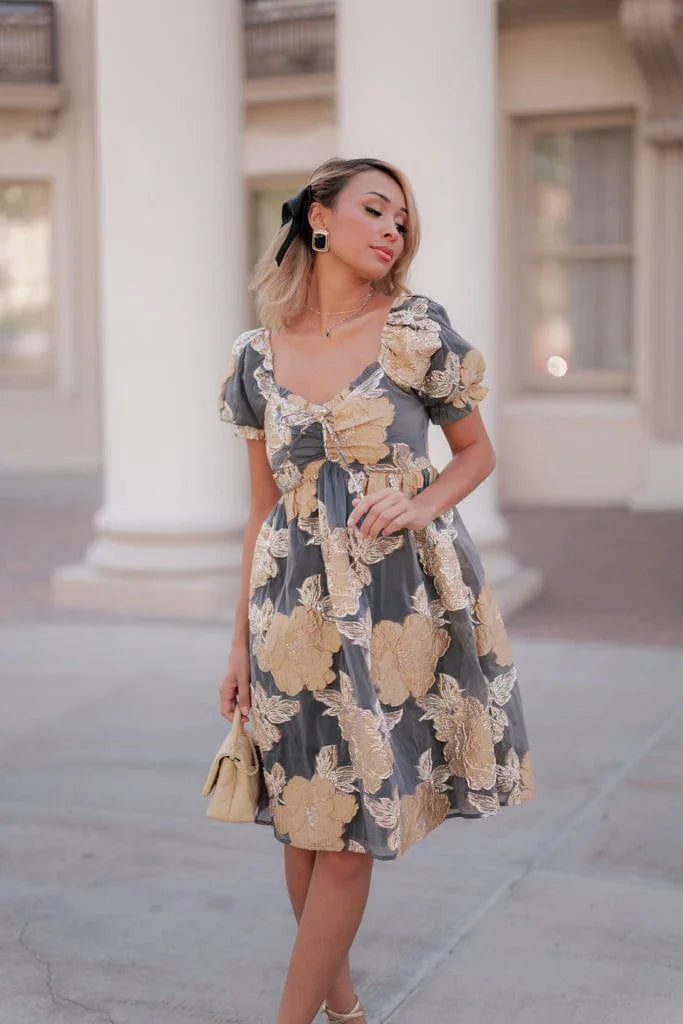 Beaumont Grey Gold Dress