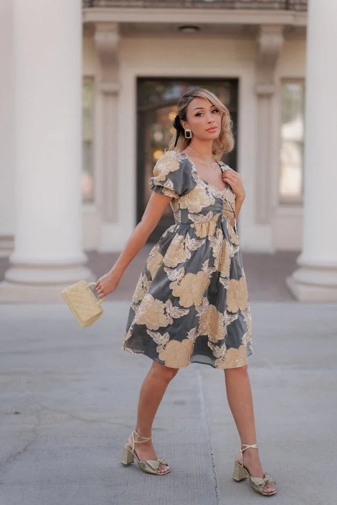 Beaumont Grey Gold Dress