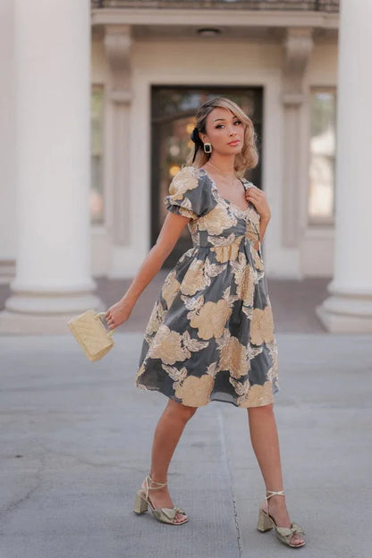 Beaumont Grey Gold Dress