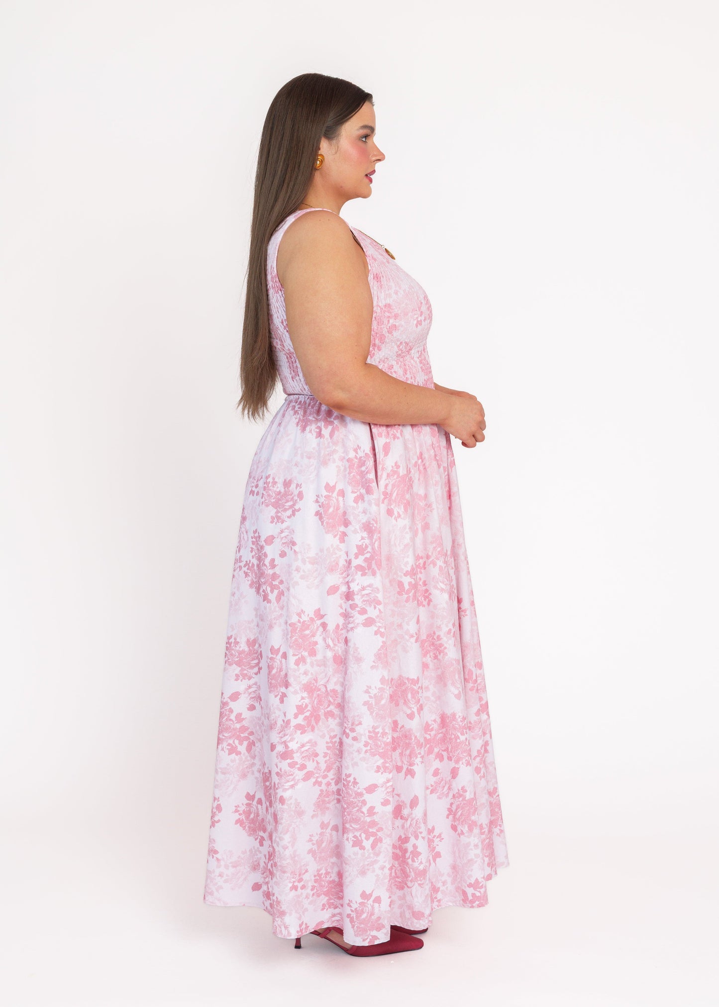 Camille Smocked Floral Maxi Dress - Pink