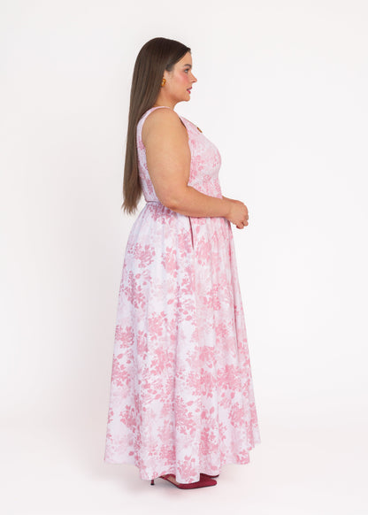 Camille Smocked Floral Maxi Dress - Pink