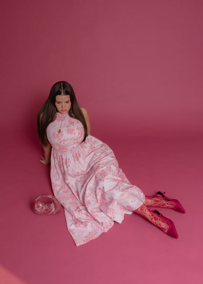 Camille Smocked Floral Maxi Dress - Pink
