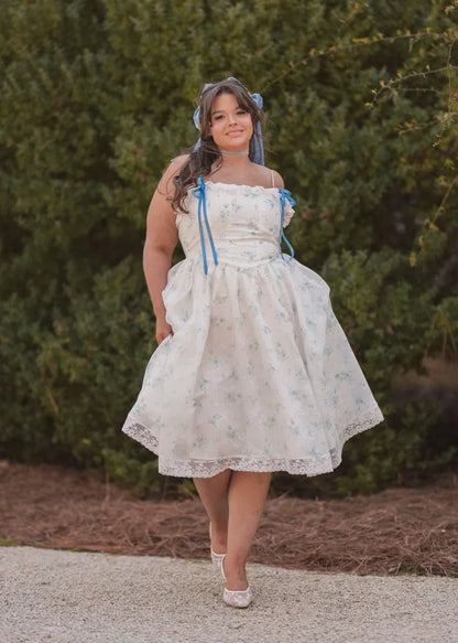Coquette Sleeveless Blue Bow Dress