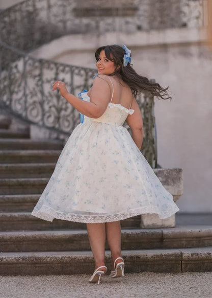 Coquette Sleeveless Blue Bow Dress