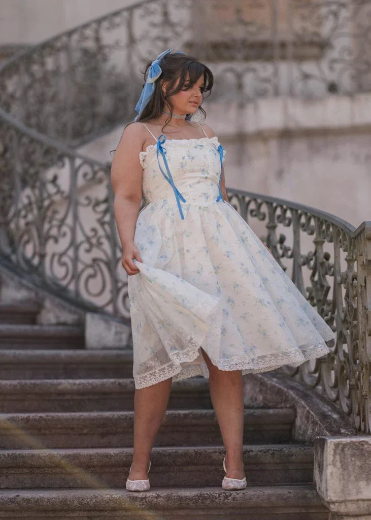 Coquette Sleeveless Blue Bow Dress