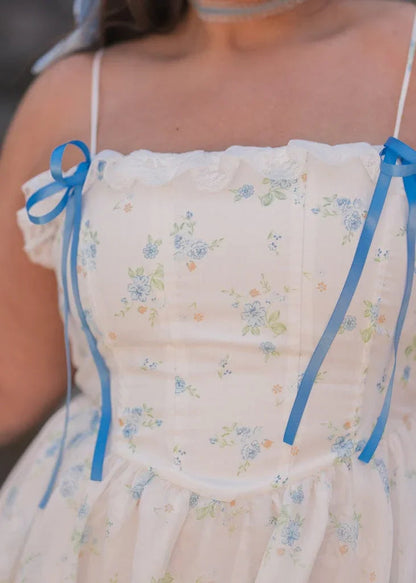 Coquette Sleeveless Blue Bow Dress