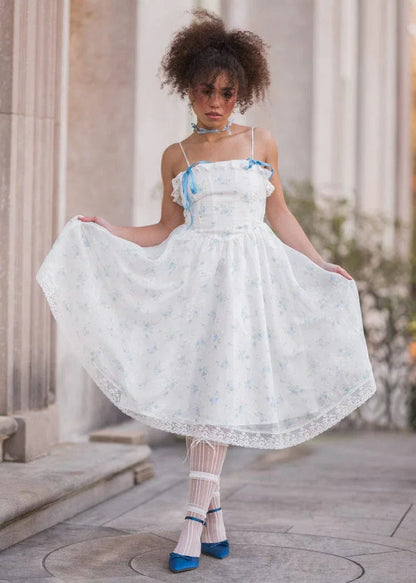 Coquette Sleeveless Blue Bow Dress