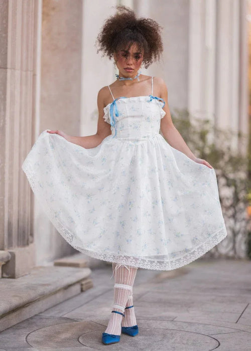 Coquette Sleeveless Blue Bow Dress