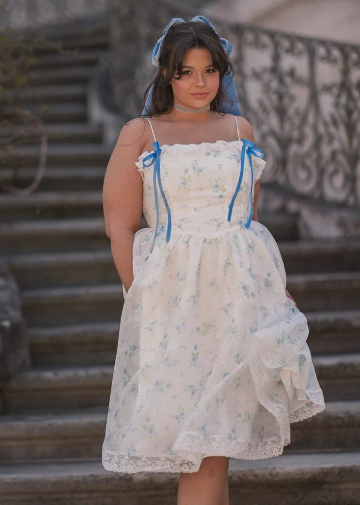 Coquette Sleeveless Blue Bow Dress
