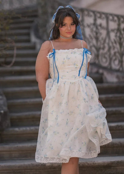 Coquette Sleeveless Blue Bow Dress