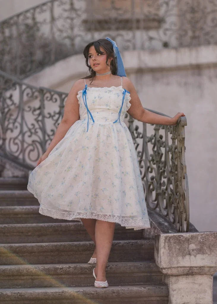 Coquette Sleeveless Blue Bow Dress