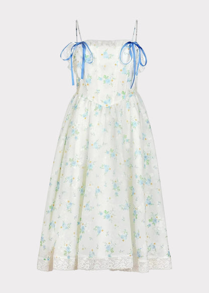 Coquette Sleeveless Blue Bow Dress