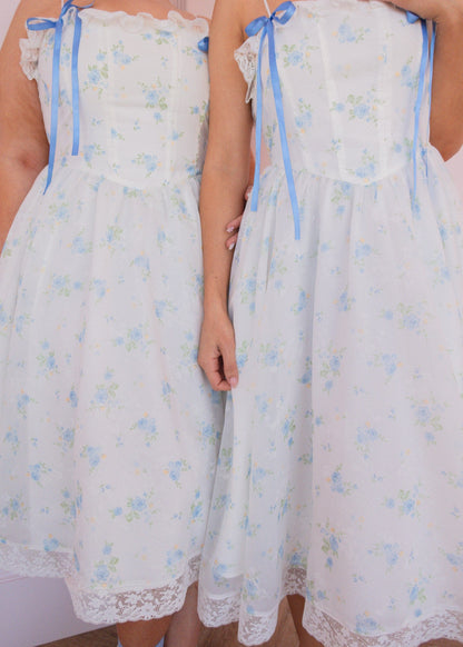 Coquette Sleeveless Blue Bow Dress