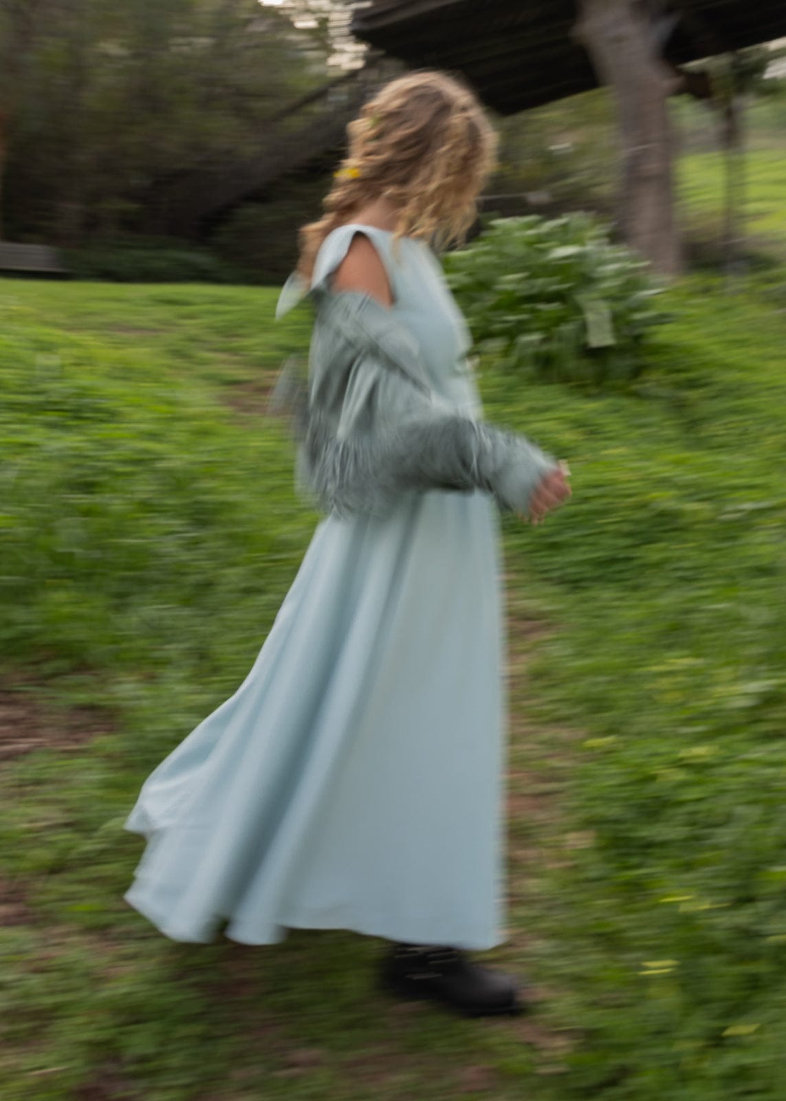 Diana Drop Waist Keyhole Back Dress - Light Blue
