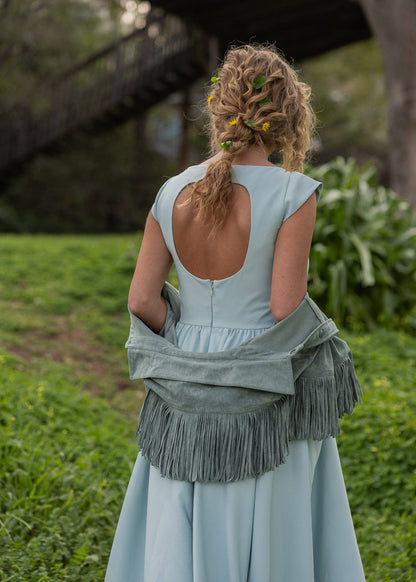 Diana Drop Waist Keyhole Back Dress - Light Blue