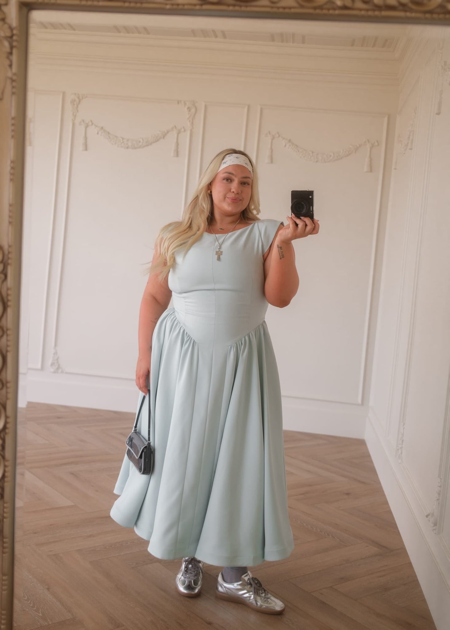 Diana Drop Waist Keyhole Back Dress - Light Blue
