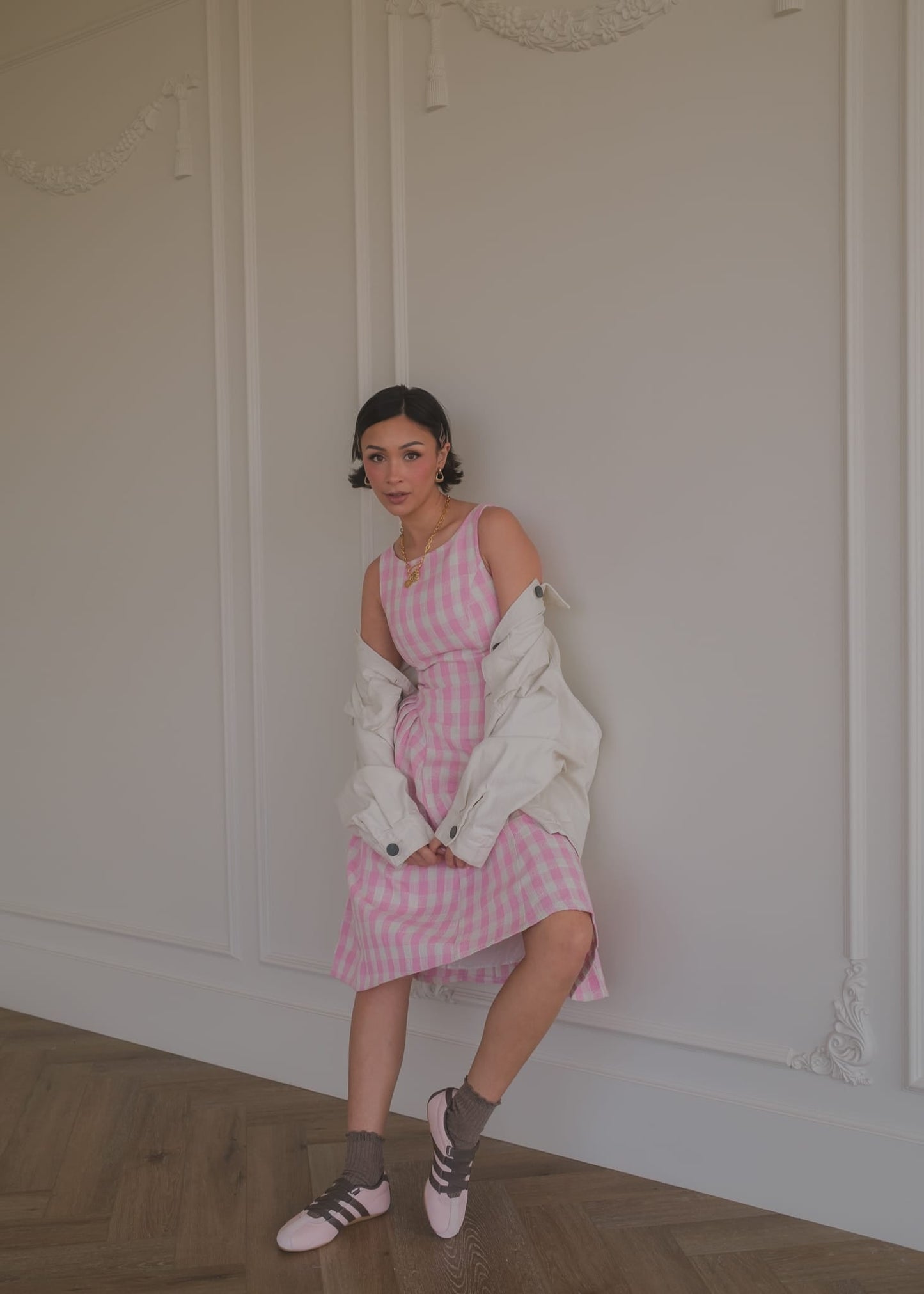 Elle Drop Waist Gingham Dress - Pink