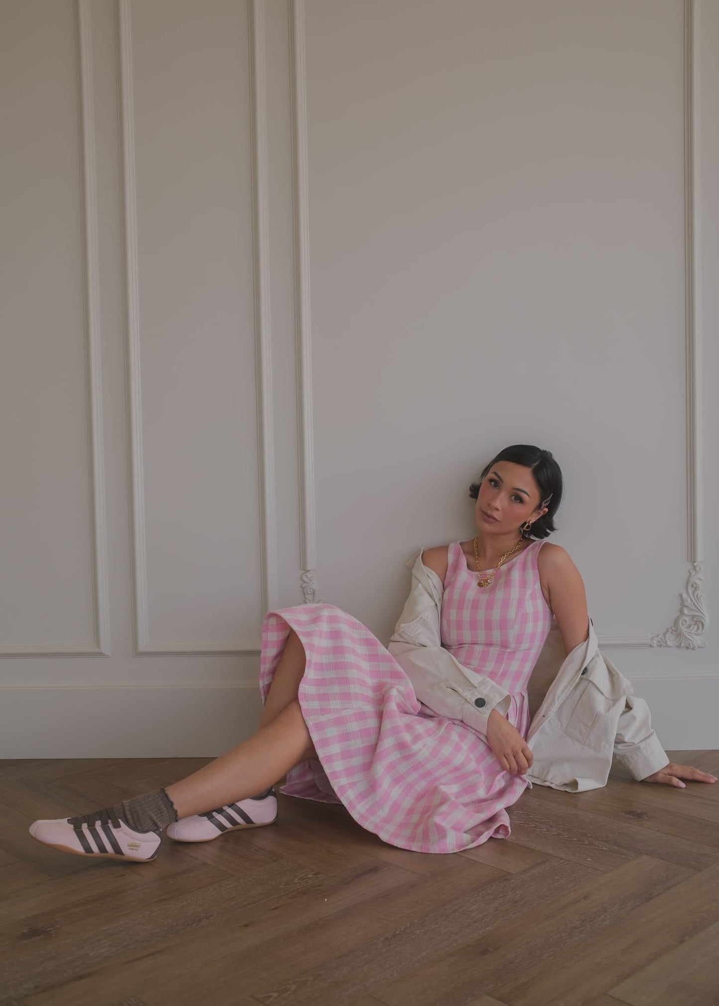 Elle Drop Waist Gingham Dress - Pink