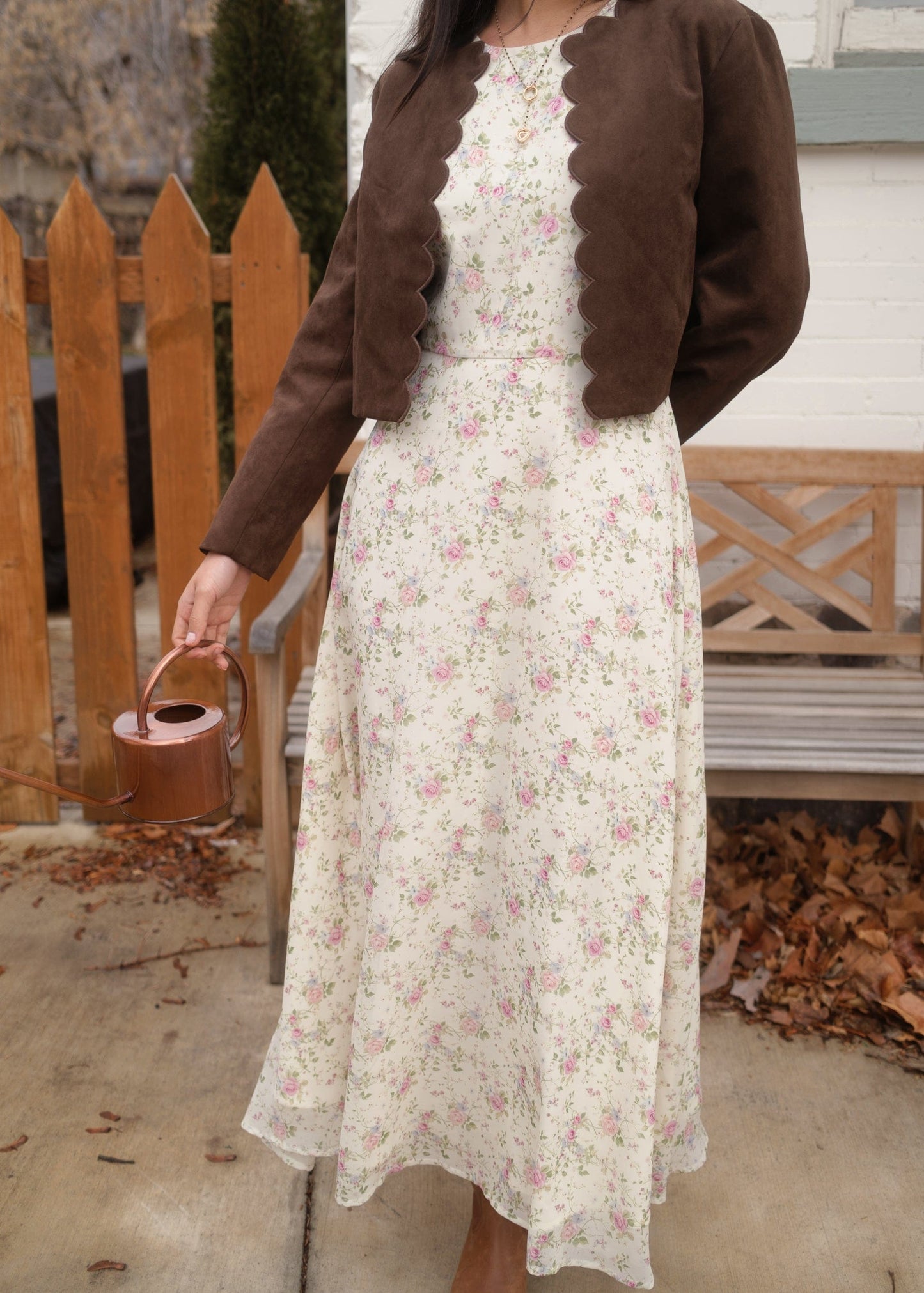 Elodie A-line Floral Midi Dress - Cream