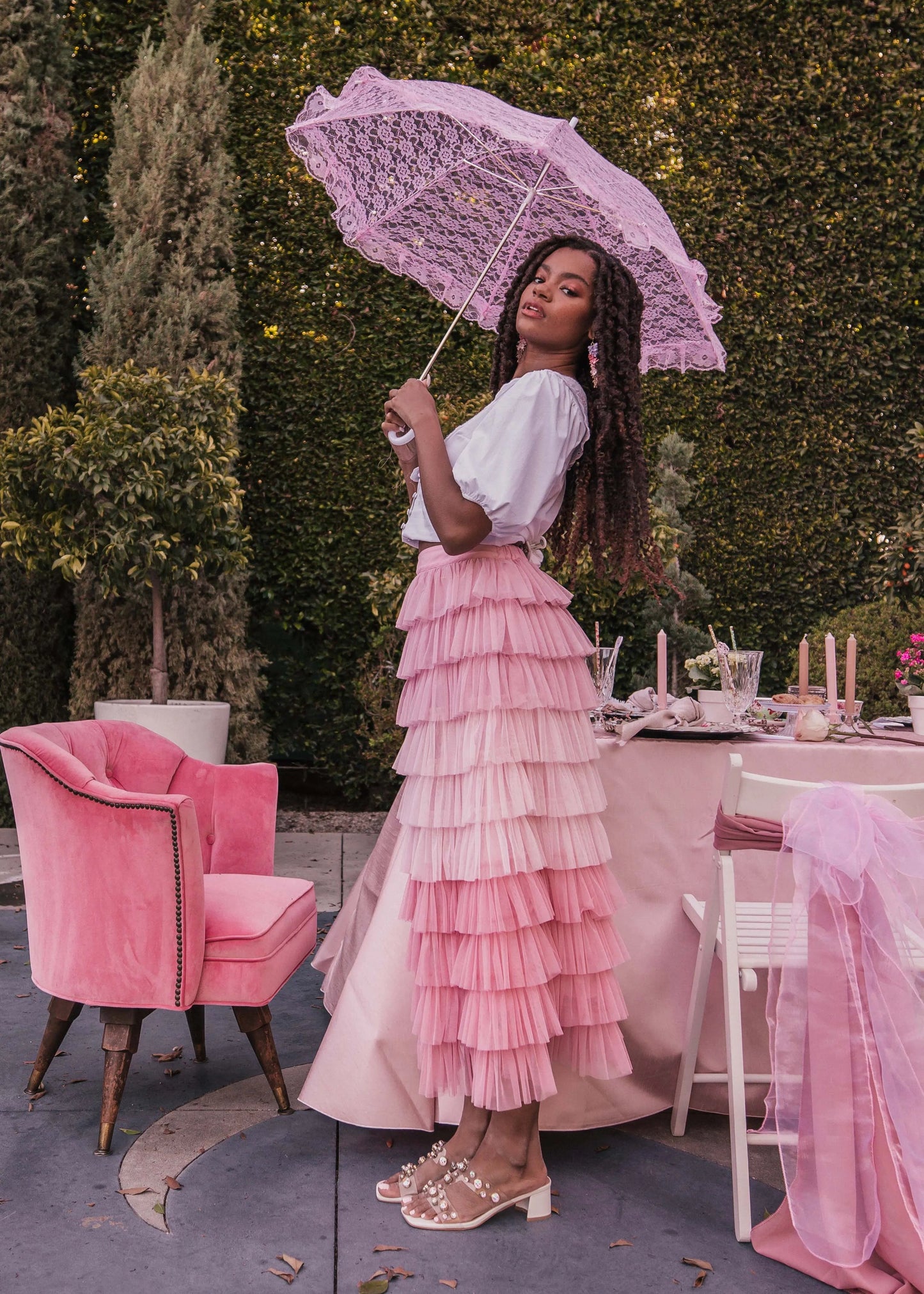 Falling Petals Skirt - Pink