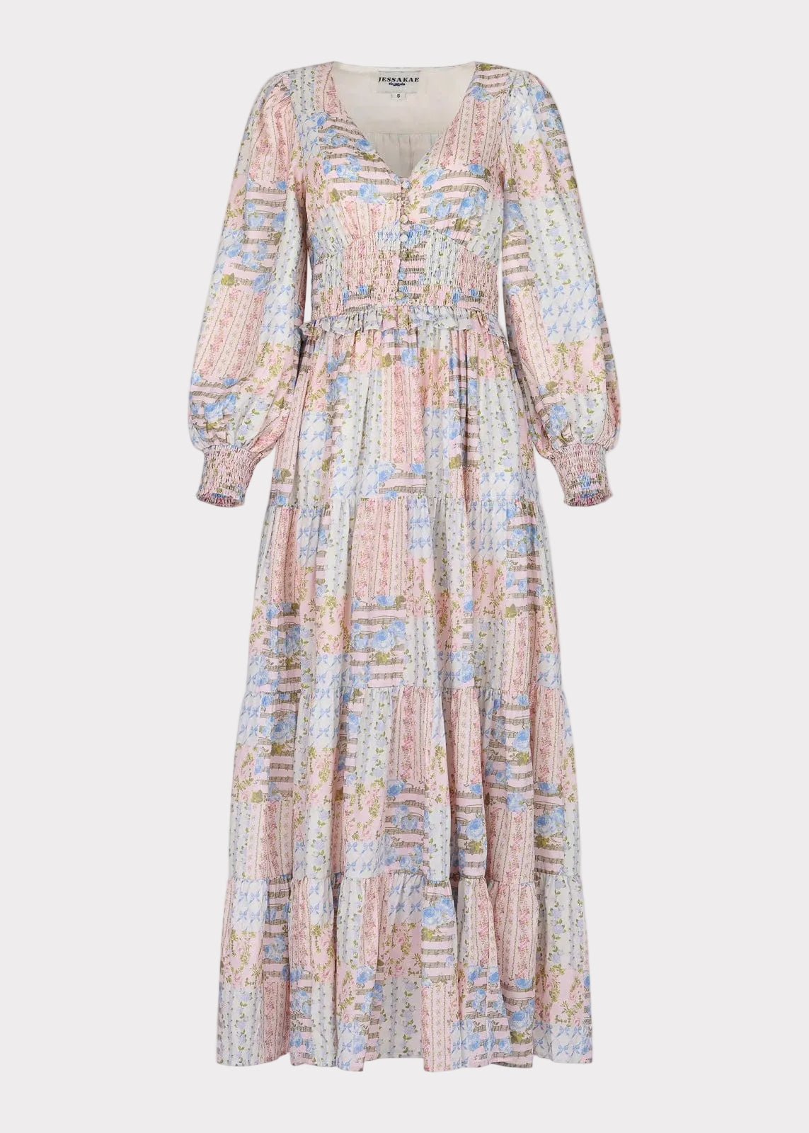 Garden Rose Patchwork Maxi Dress - Pink
