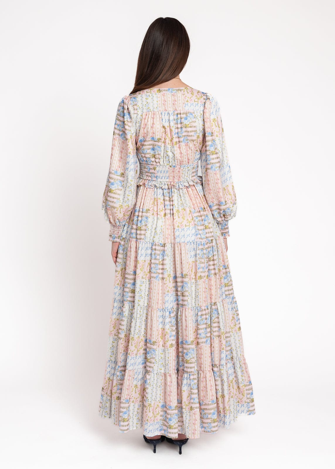 Garden Rose Patchwork Maxi Dress - Pink