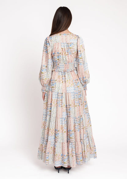 Garden Rose Patchwork Maxi Dress - Pink