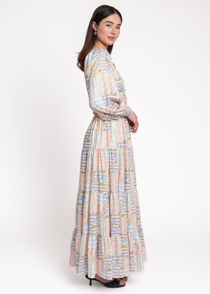 Garden Rose Patchwork Maxi Dress - Pink