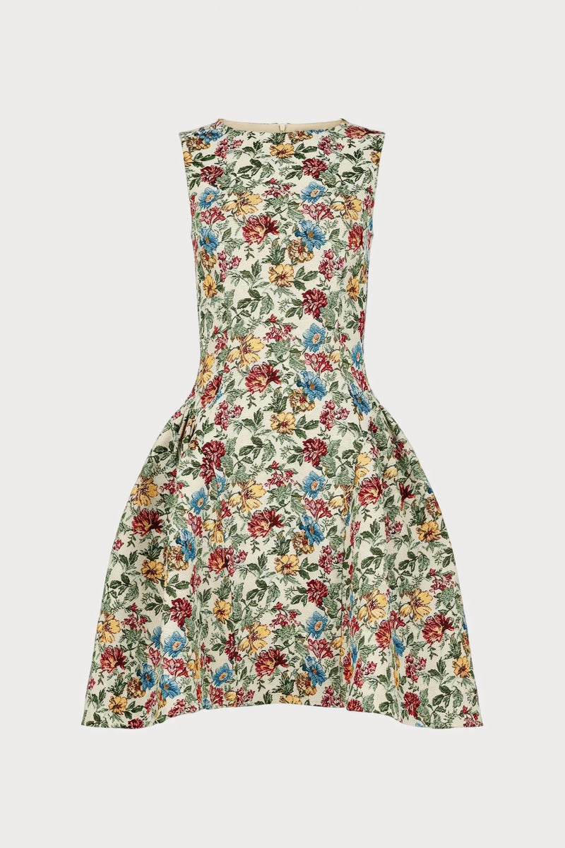 Hazel Floral Mini Dress - Cream