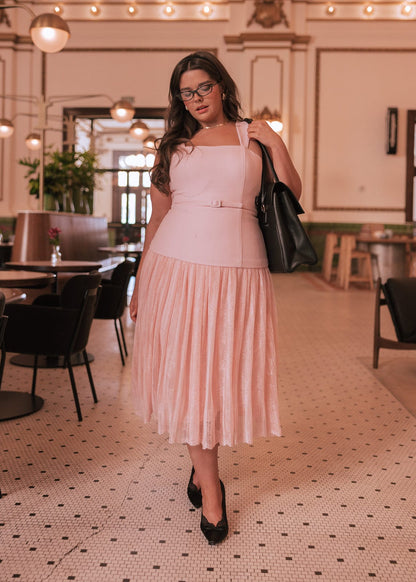 Jackie Peplum Belted Dress - Pink