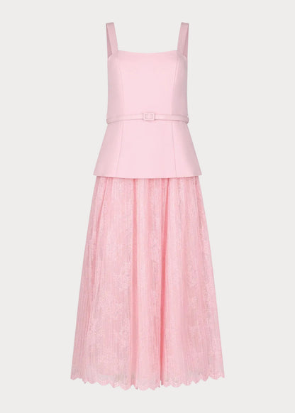 Jackie Peplum Belted Dress - Pink